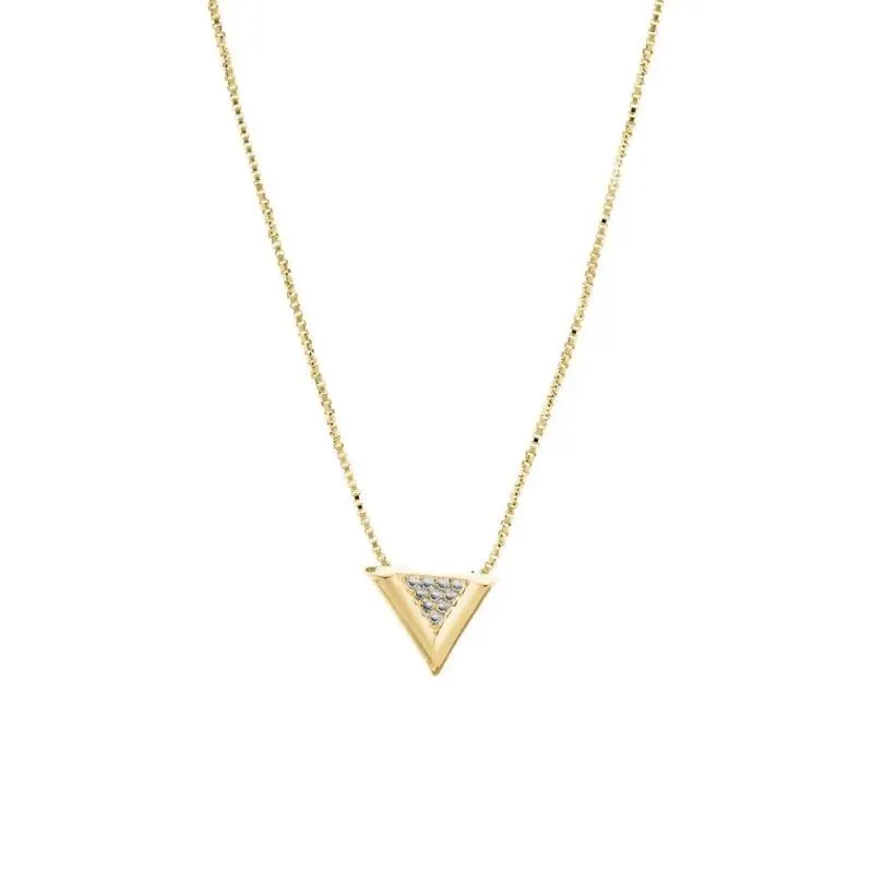 Colar Triangulo Cravejado Essencial 277631CM Banhado Em Ouro