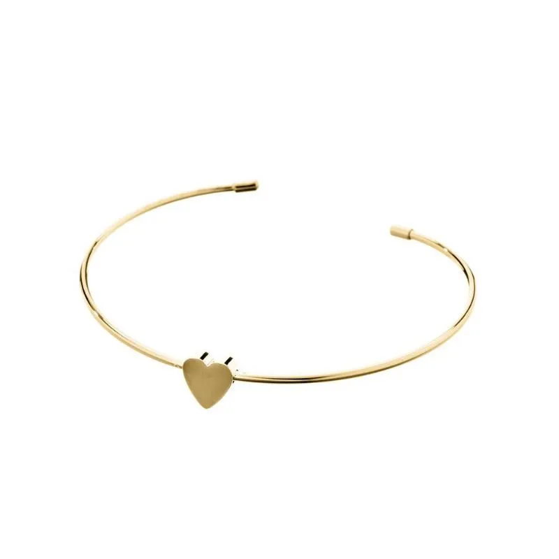 Bracelete Fino Com Coração Essencial Banhado Em Ouro