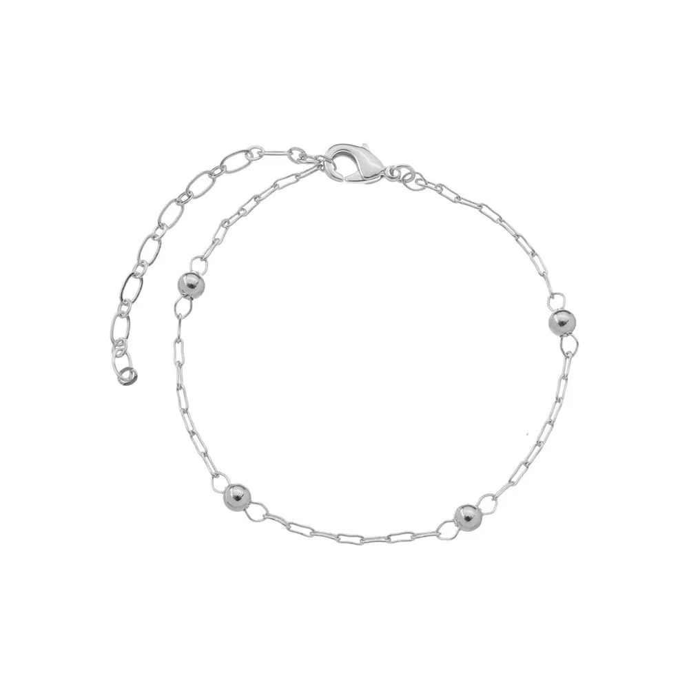Pulseira De Bolinhas Pequena Essencial Banhado Em Ródio