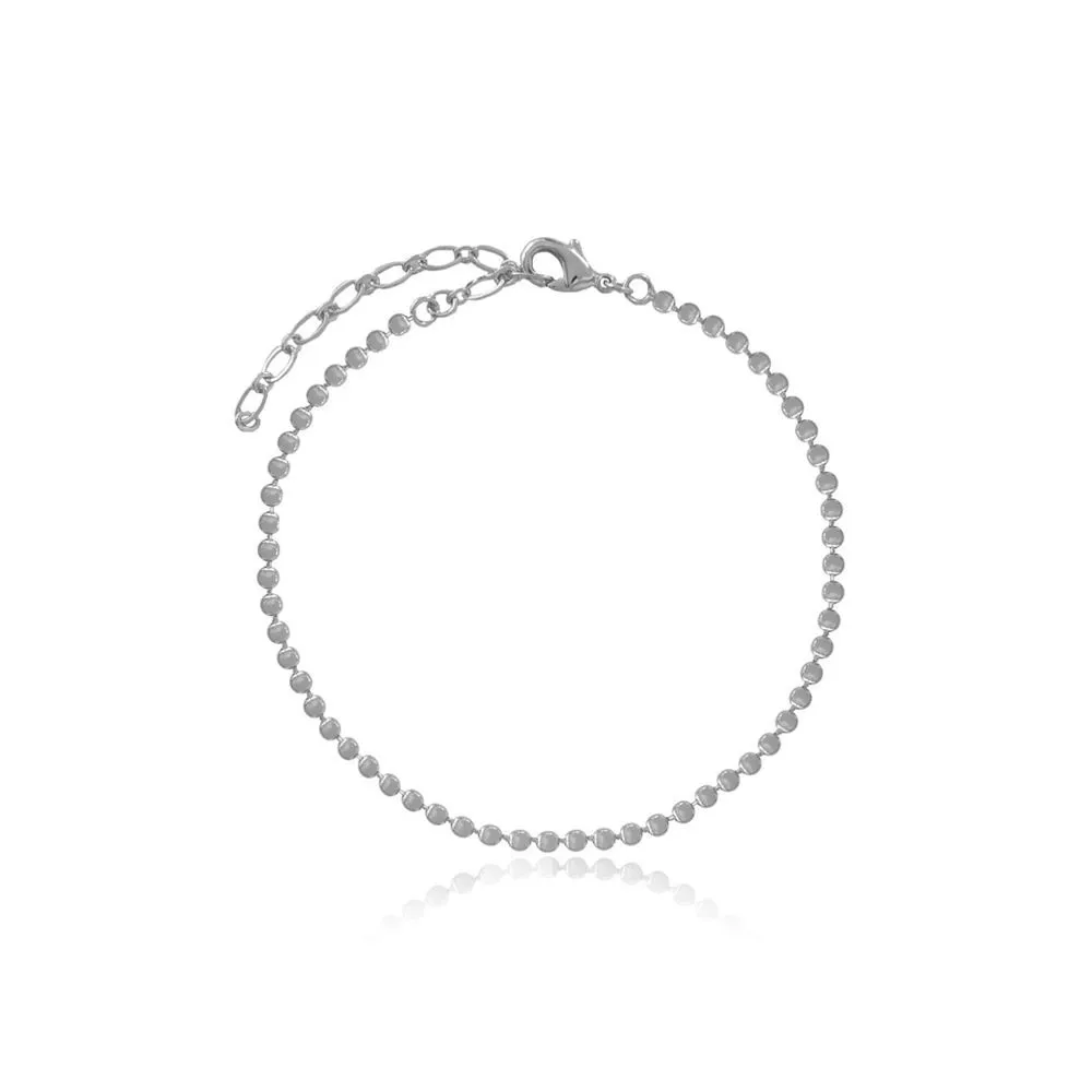 Pulseira Elos De Bolinhas Essencial Banhado Em Ródio