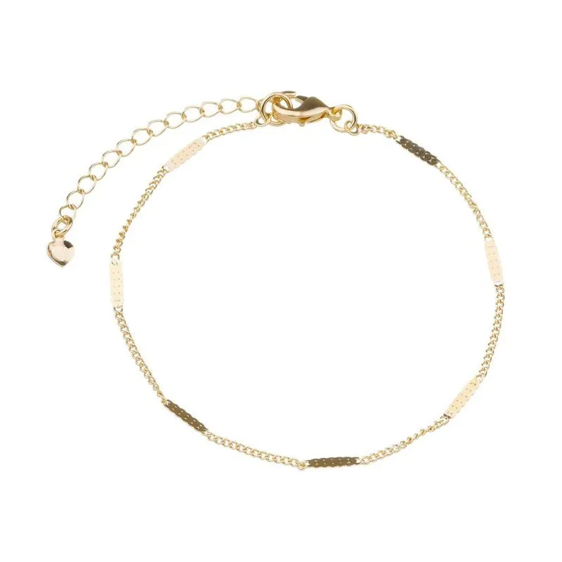 Pulseira Malha Intercalada Essencial Banhado Em Ouro