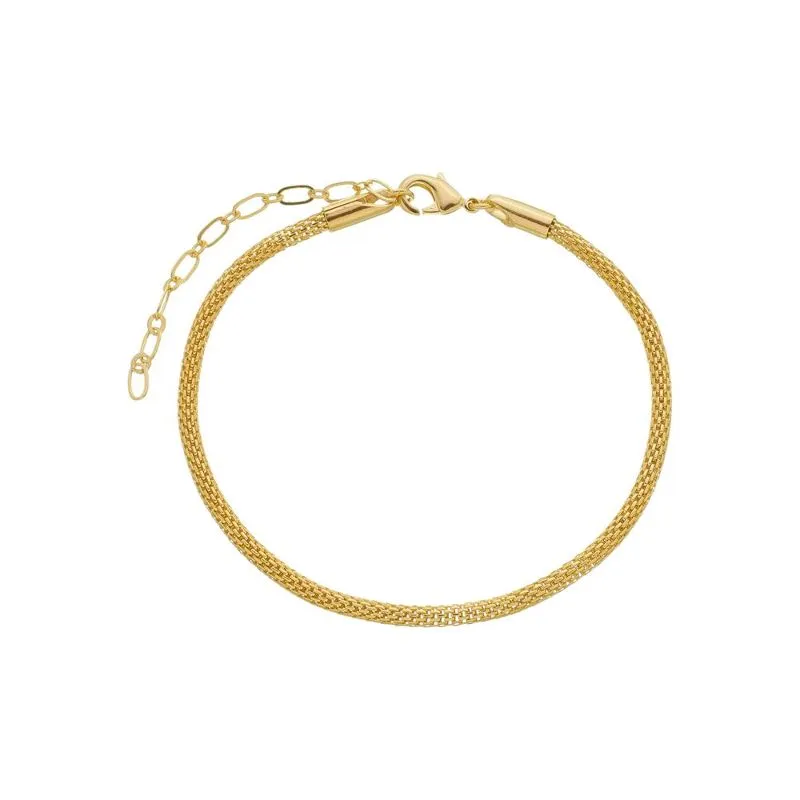 Pulseira Malha Oca Essencial Banhado Em Ouro