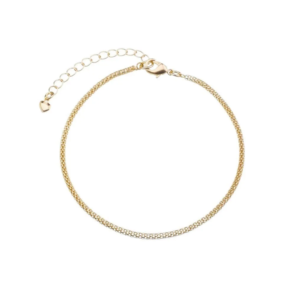 Pulseira Malha Vazada Essencial Banhado Em Ouro