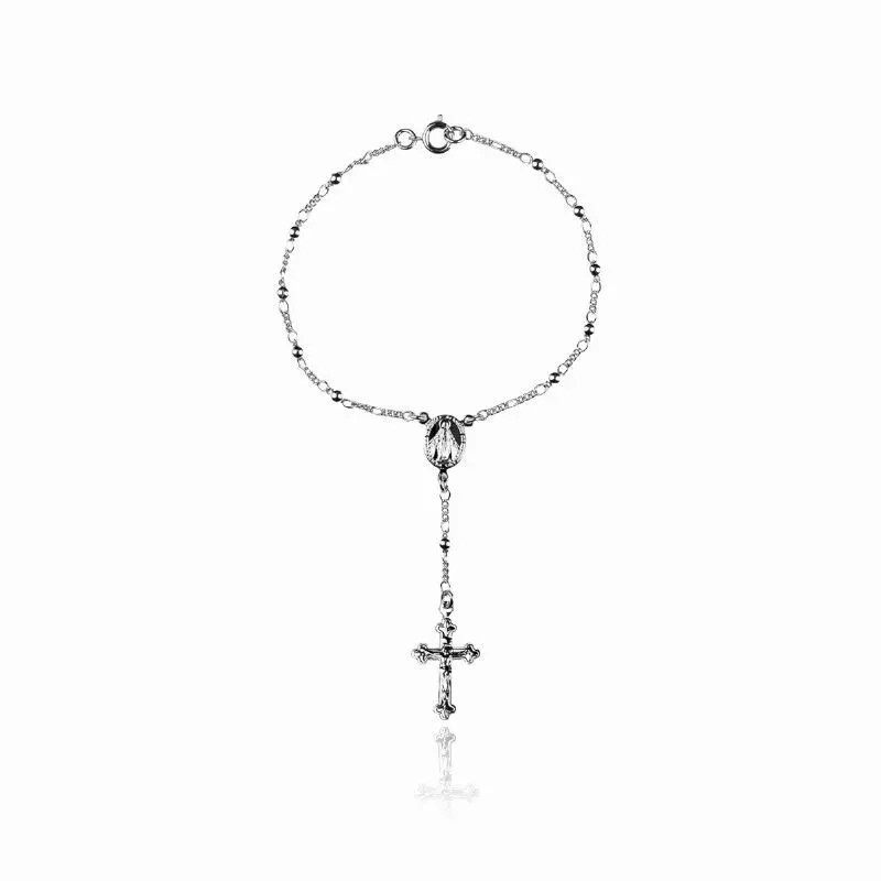 Pulseira Terço Nossa Senhora Essencial Banhado Em Ródio