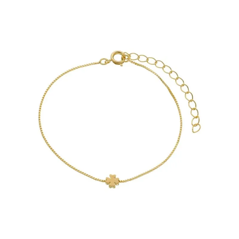 Pulseira Trevo Da Sorte Essencial Banhado Em Ouro