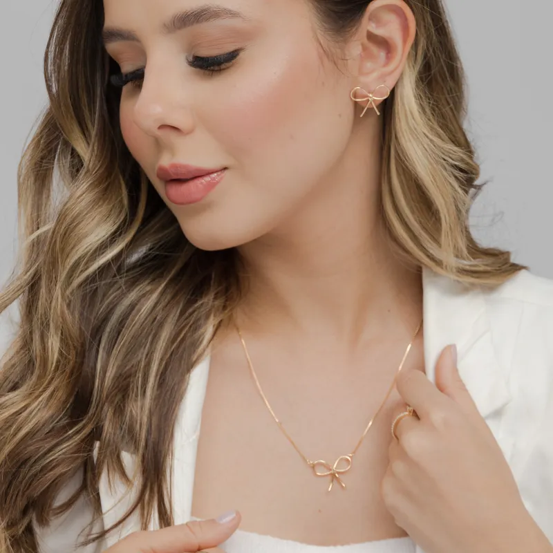 Colar Laço Nina 45+ Essencial 45CM Banhado Em Ouro