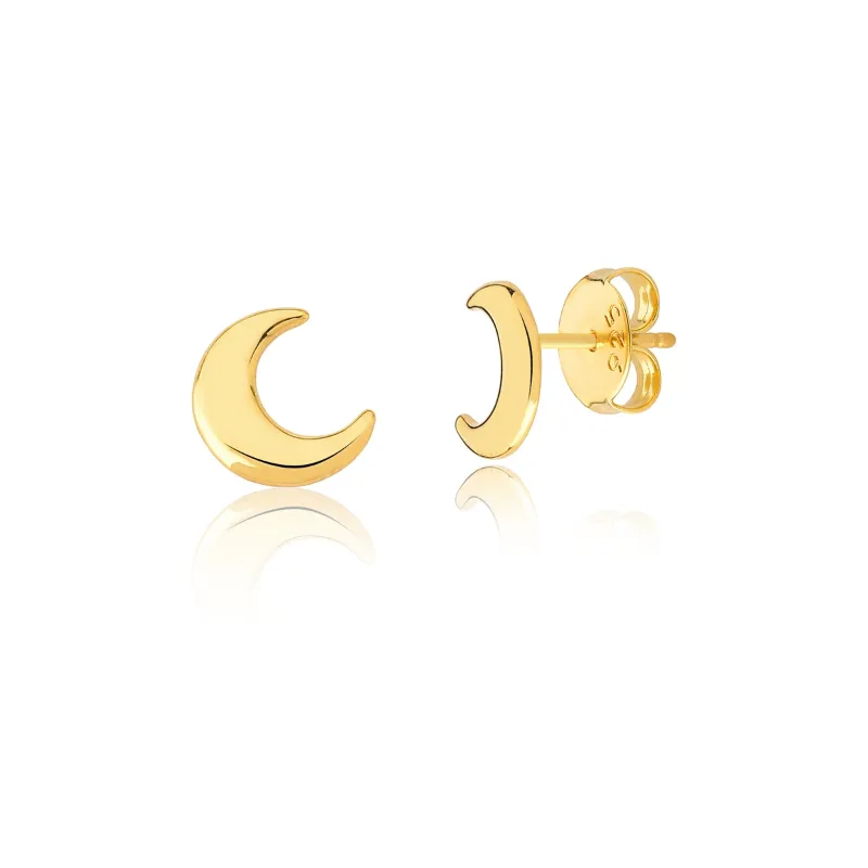 Brinco Lua Lisa Pequeno Pequeno Banho Ouro 18k Semijoia