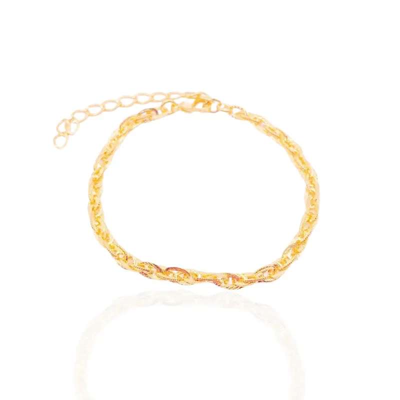 Pulseira Elos Duplos Amy Banhado Em Ouro