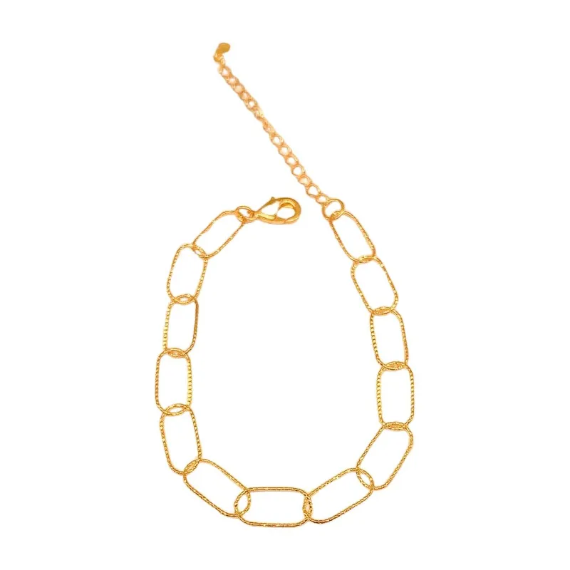 Pulseira Elos Trabalhados Essencial Banhado Em Ouro