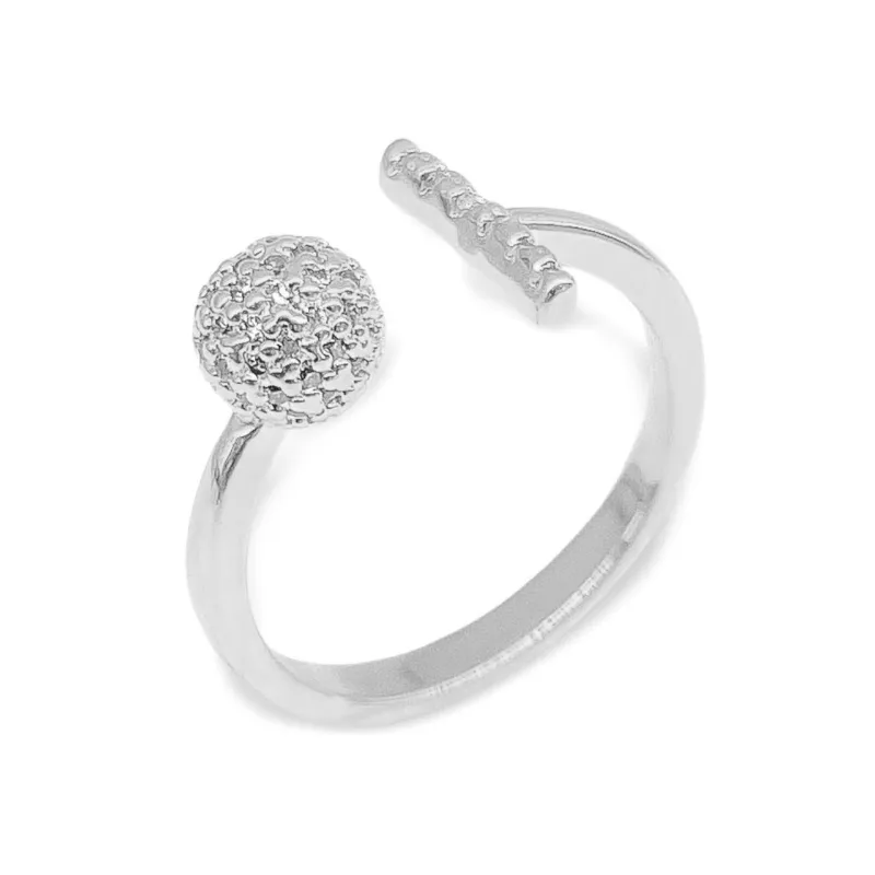 Anel Ajustável Bola Cravejada Bella Banhado Em Ouro 18k