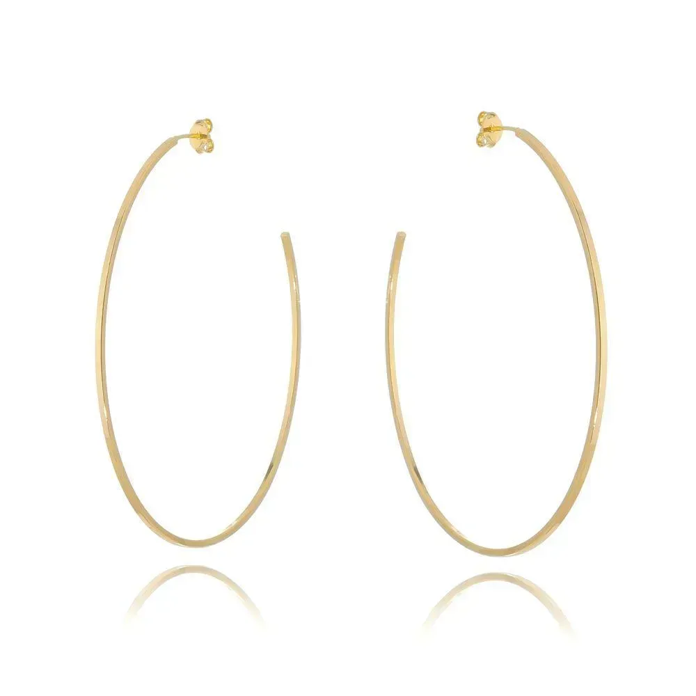 Brinco Argola Lisa - Pk Grande Banho Ouro 18k Semijoia