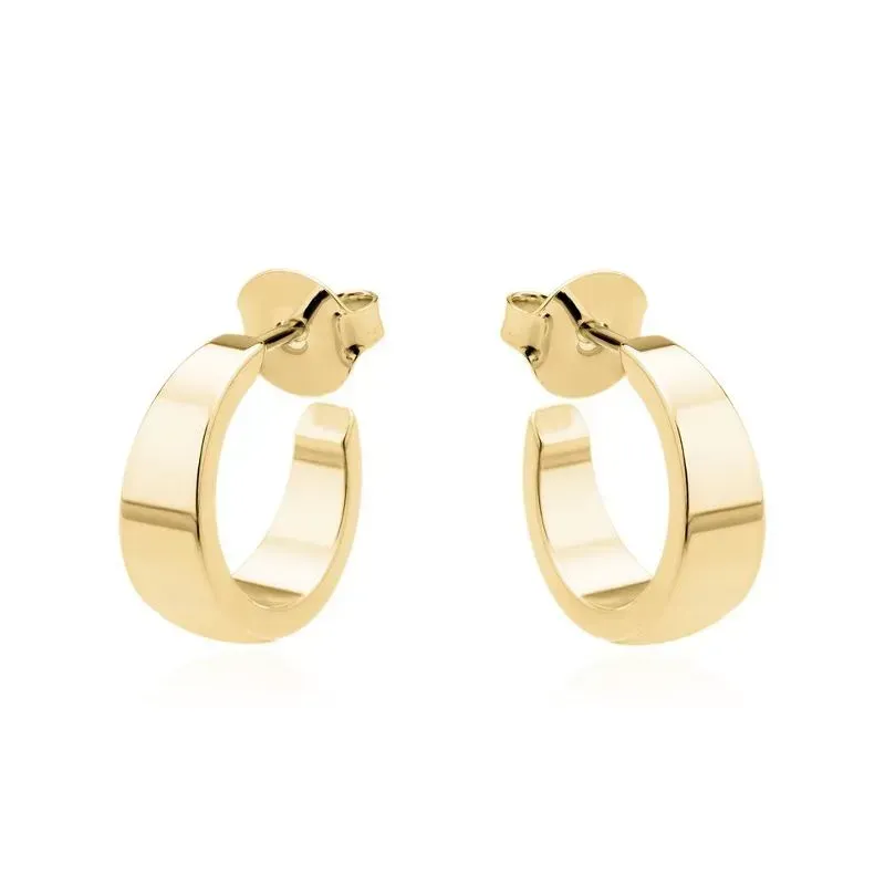 Brinco Argola Lisa Larga com Tarraxa Grande Banho Ouro 18k Semijoia