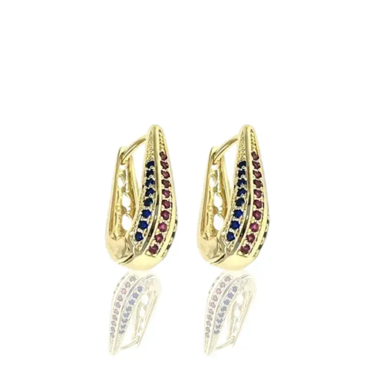 Brinco Argola Retangular Colorido Banho Ouro 18k Semijoia