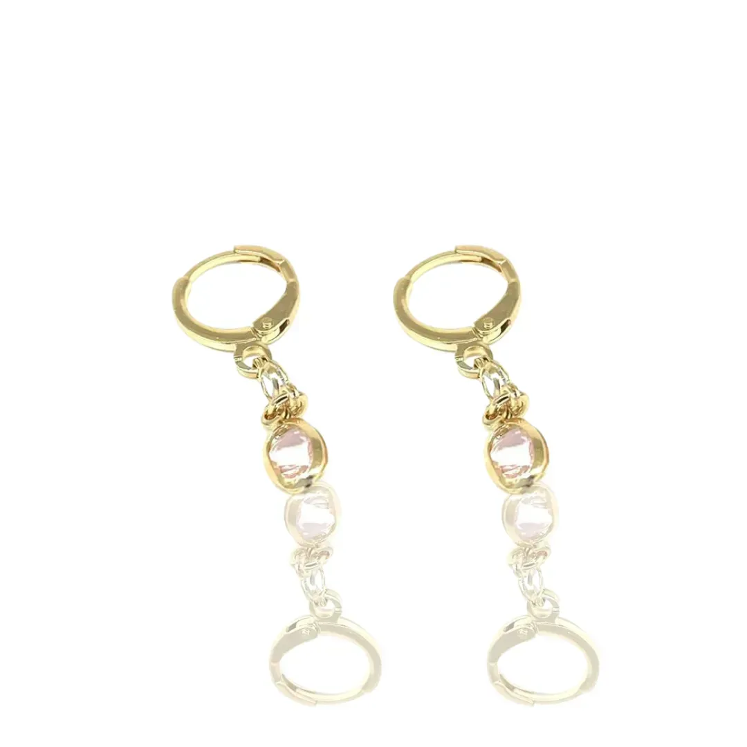 Brinco Argola Zirconia Rosa Banho Ouro 18k Semijoia