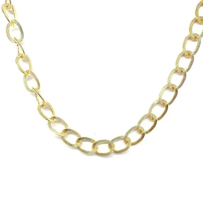 Colar Choker Elos Trabalhados Essencial 40CM Banhado Em Ouro