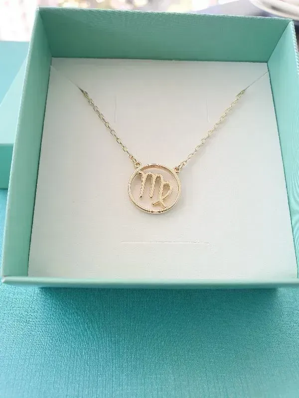 Colar De Signo Virgem Essencial 256216CM Banhado Em Ouro