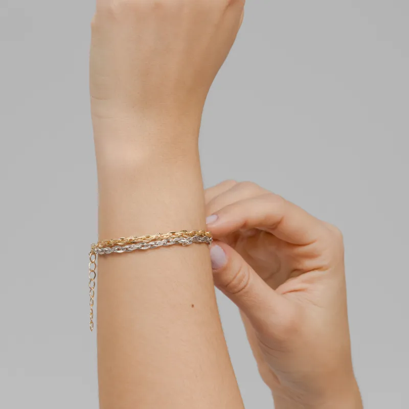 Pulseira Elos Duplos Amy Banhado Em Ouro