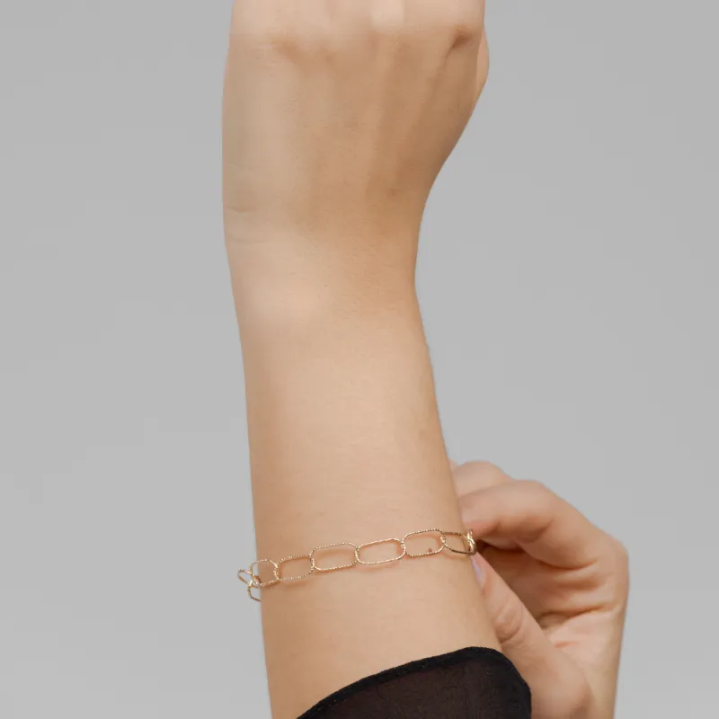 Pulseira Elos Trabalhados Essencial Banhado Em Ouro