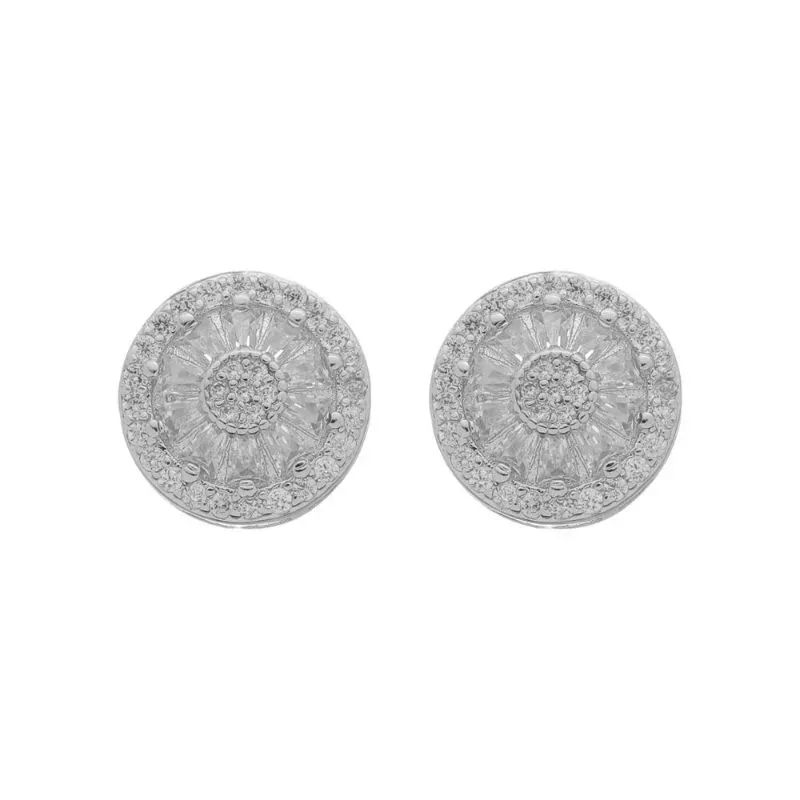 Brinco Pizza Giulia Cravejado Banho Ródio Branco Semijoia