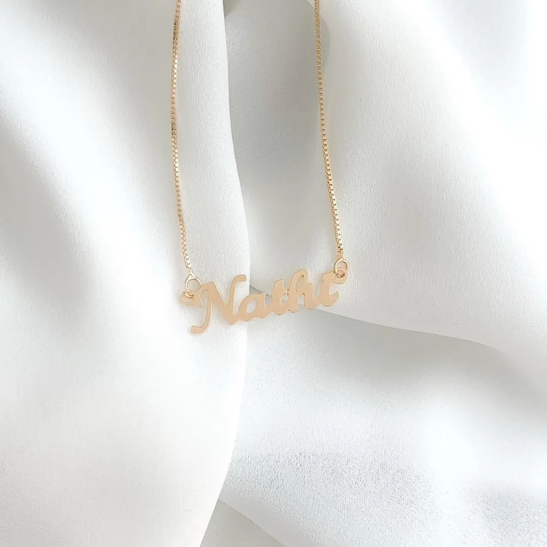 Colar De Nome Tradicional Banhado Em Ouro 18k
