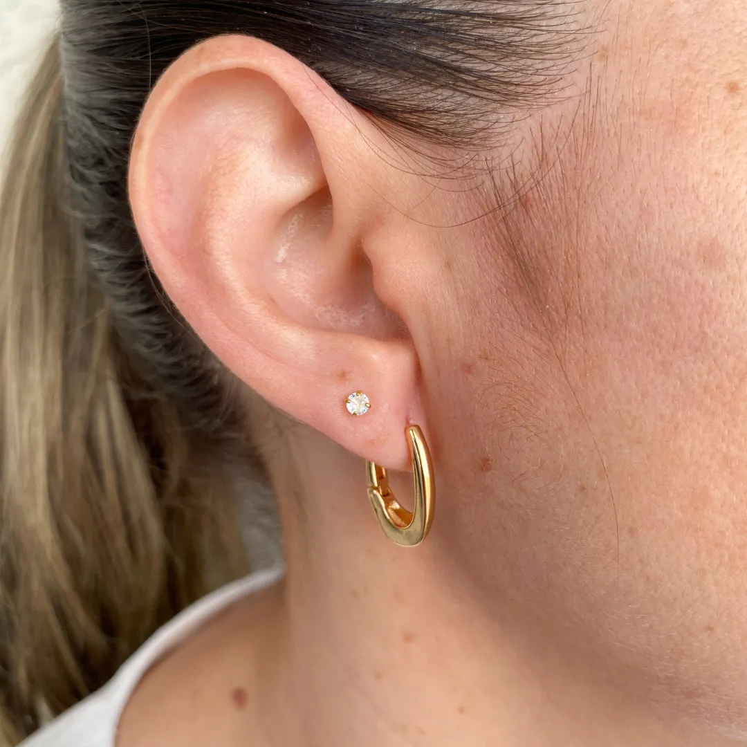 Brinco Argola Lisa Coleção Zurique Banho Ouro 18k Semijoia