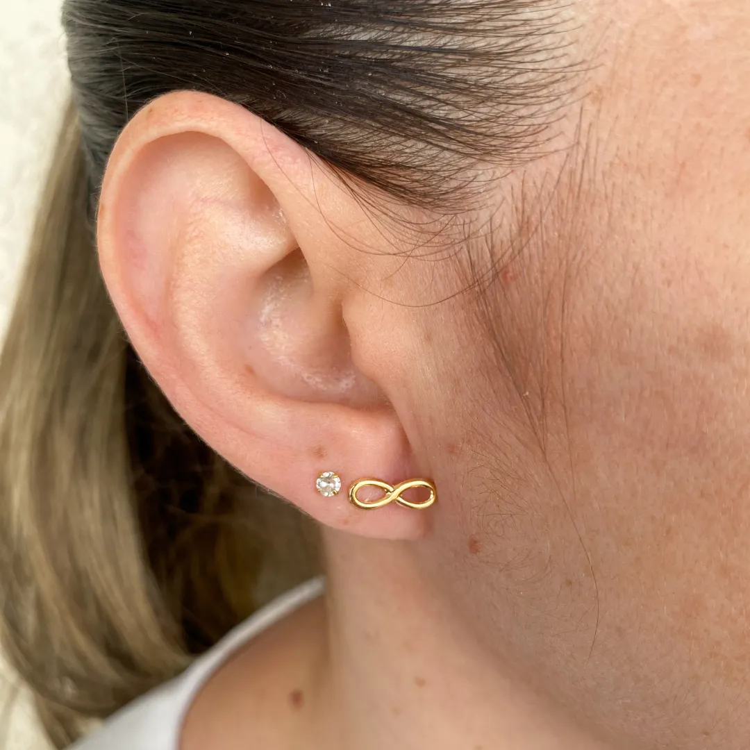 Brinco Infinito Coleção Zurique Banho Ouro 18k Semijoia