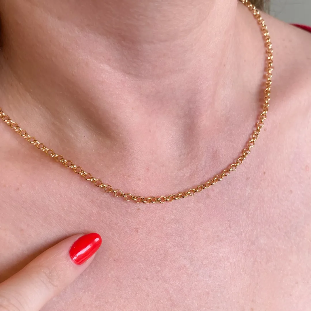 Colar Choker De Elos Paris 40CM Banhado Em Ouro