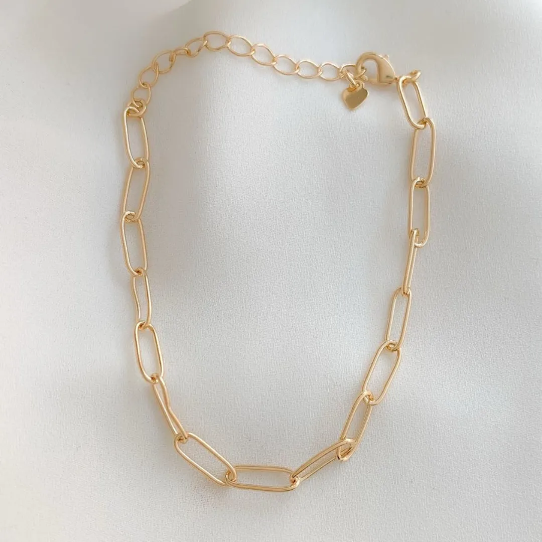 Pulseira De Elos Milão Banhado Em Ouro