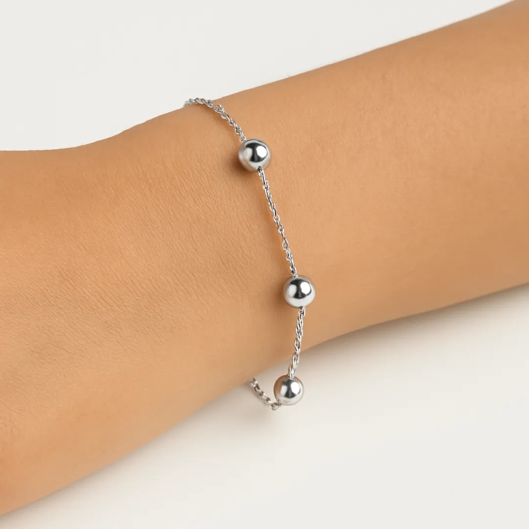 Pulseira Bola Lisa Essencial Banhado Em Ouro
