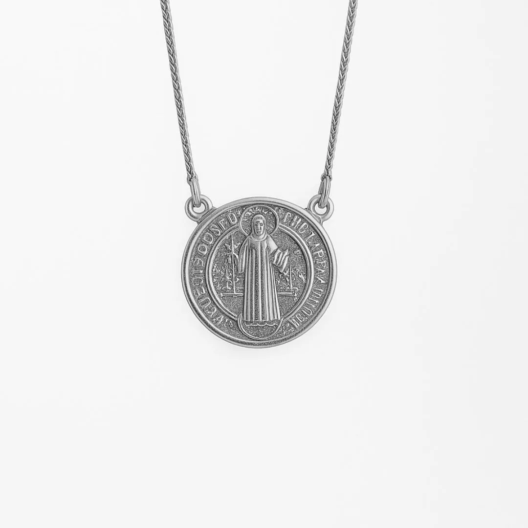 Colar Medalha De São Bento Essencial 45CM Banhado Em Ouro