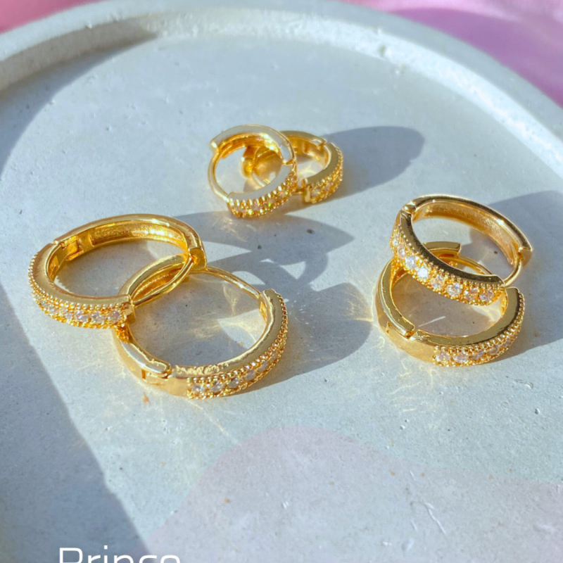 Brinco Trio de Argolas Grandes Banho Ouro 18k Semijoia