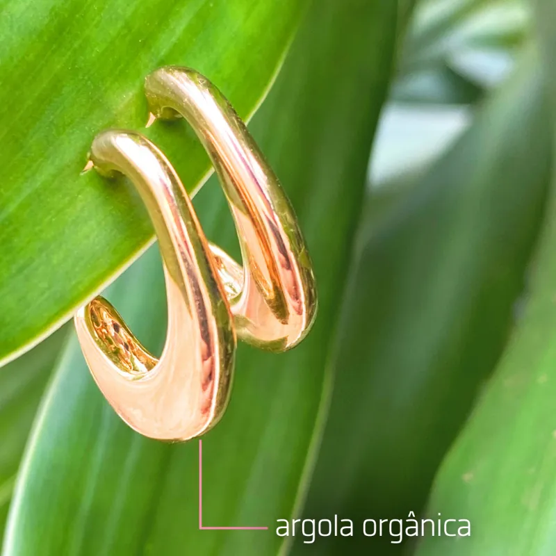 Brinco Argola Lisa Minamalista Banho Ouro 18k Semijoia