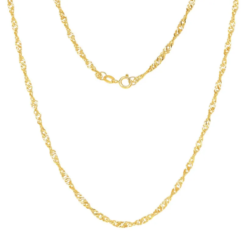 Colar Malha Torcida Singapura Essencial 45CM Banhado Em Ouro