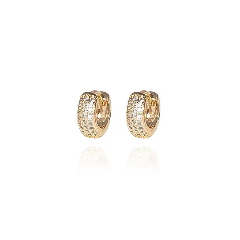 Brinco Argola Cravejada - Cristal Pequena Banho Ouro 18k Semijoia