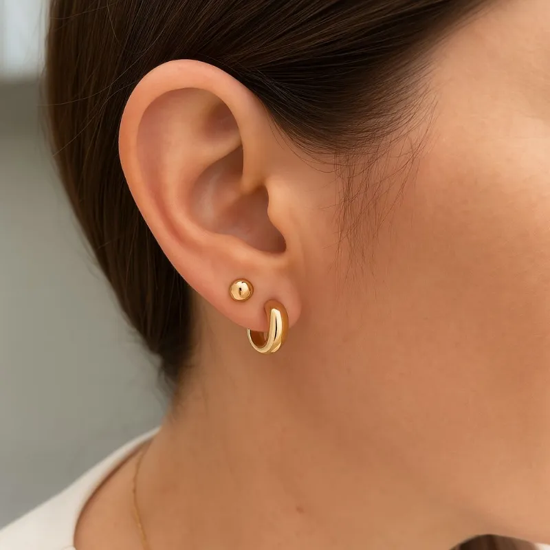 Brinco Argola Lisa Coleção Prime Banho Ouro 18k Semijoia