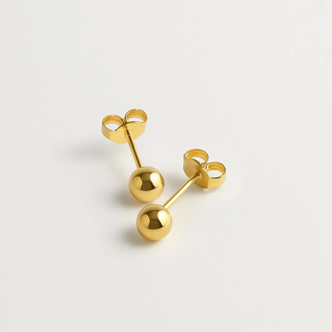 Brinco Fabiana Bola Lisa - Mini Banho Ouro 18k Semijoia