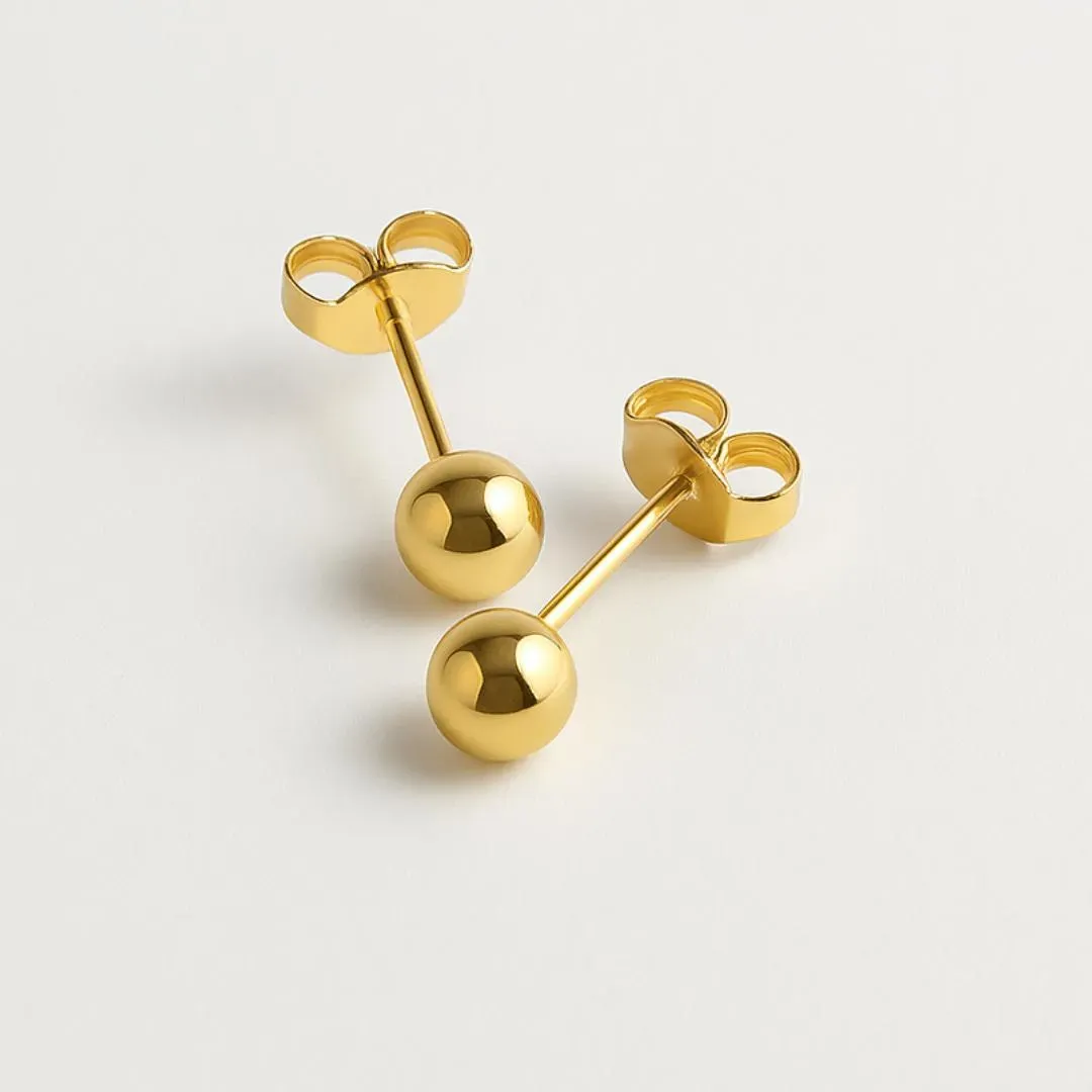 Brinco Fabiana Bola Lisa Médio Banho Ouro 18k Semijoia