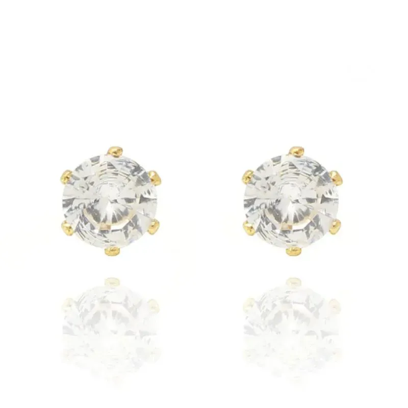 Brinco Ponto De Luz 6 Garras Grande Best-seller Banhado Em Ouro