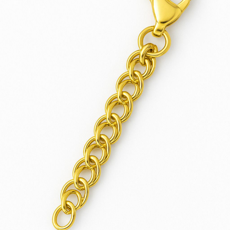 Pulseira Elos Duplos Delicado Francisca Banhado Em Ouro