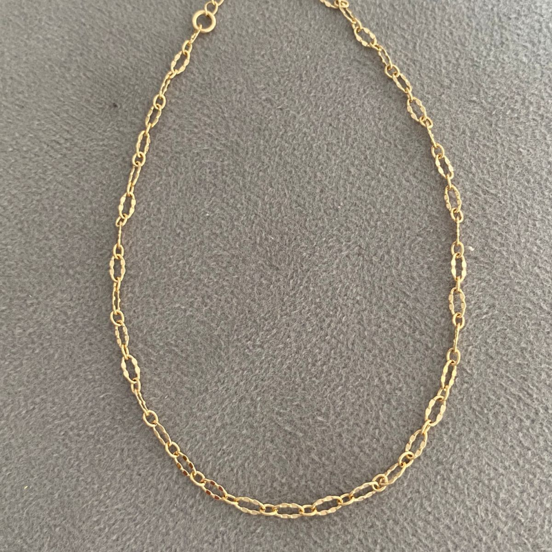 Tornozeleira Elos Craquelados Banho Ouro 18k Semijoia