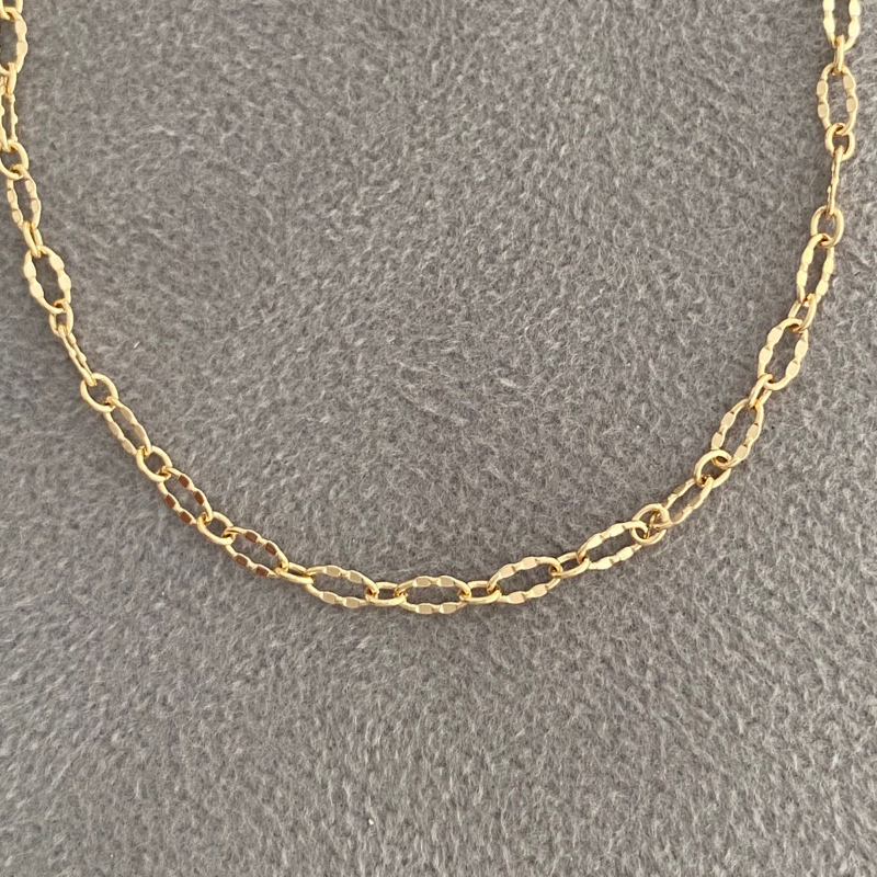 Tornozeleira Elos Craquelados Banho Ouro 18k Semijoia