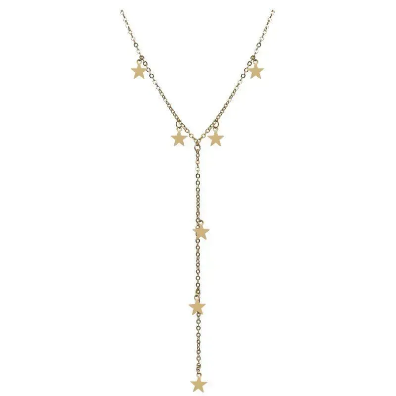 Colar Gravata De Estrelas Essencial 45CM Banhado Em Ouro