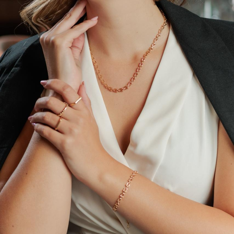 Colar Choker Malha Taça Coleção Essencial 40CM Banhado Em Ouro