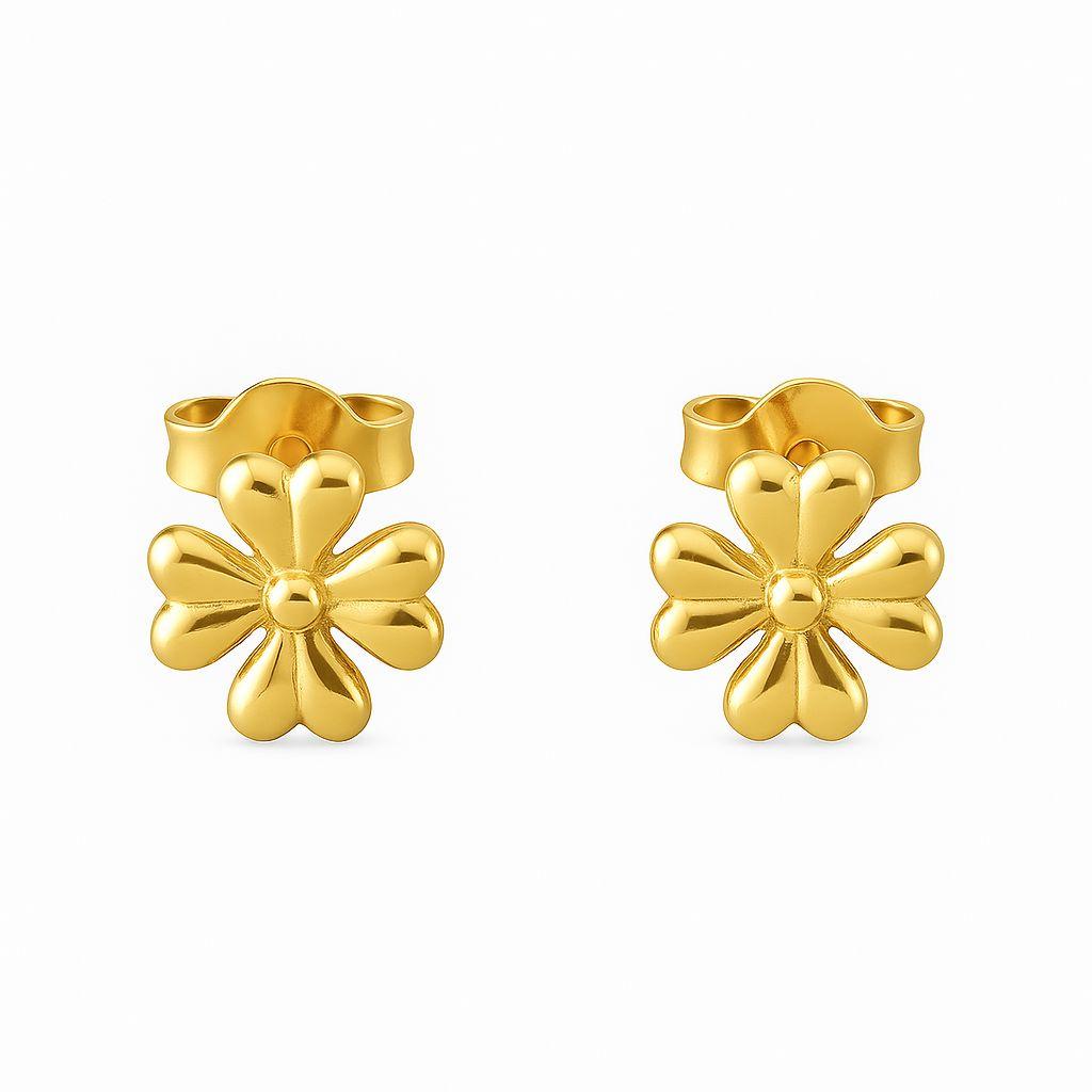 Brinco Flor Liso Banho Ouro 18k
