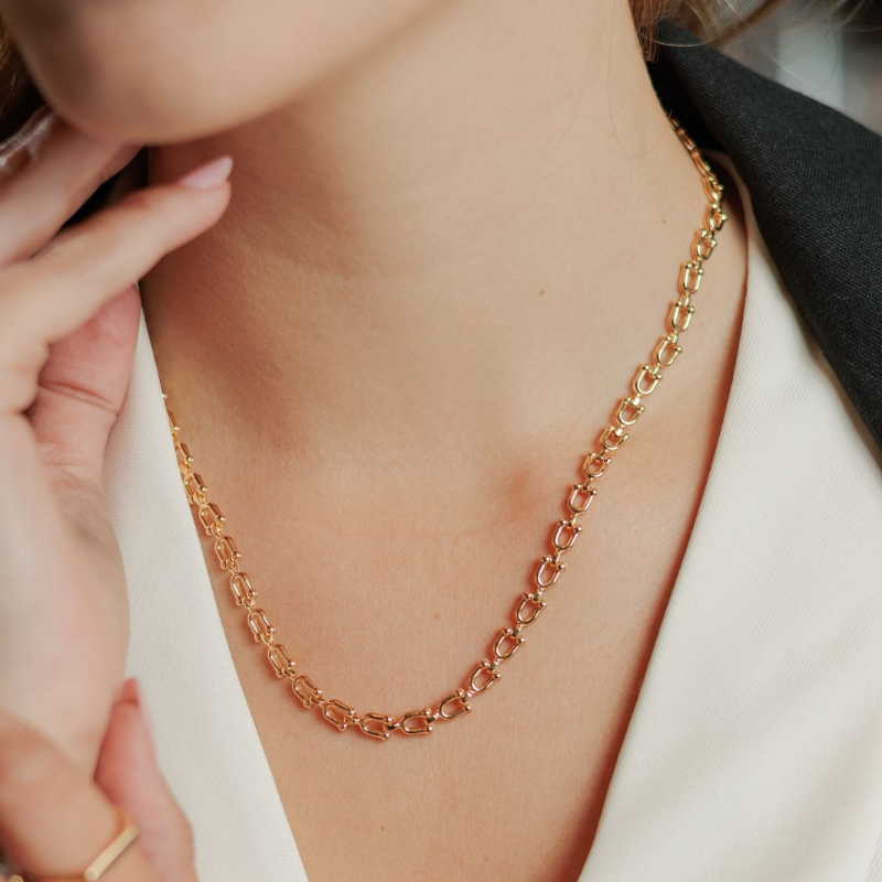 Colar Choker Malha Taça Coleção Essencial 40CM Banhado Em Ouro