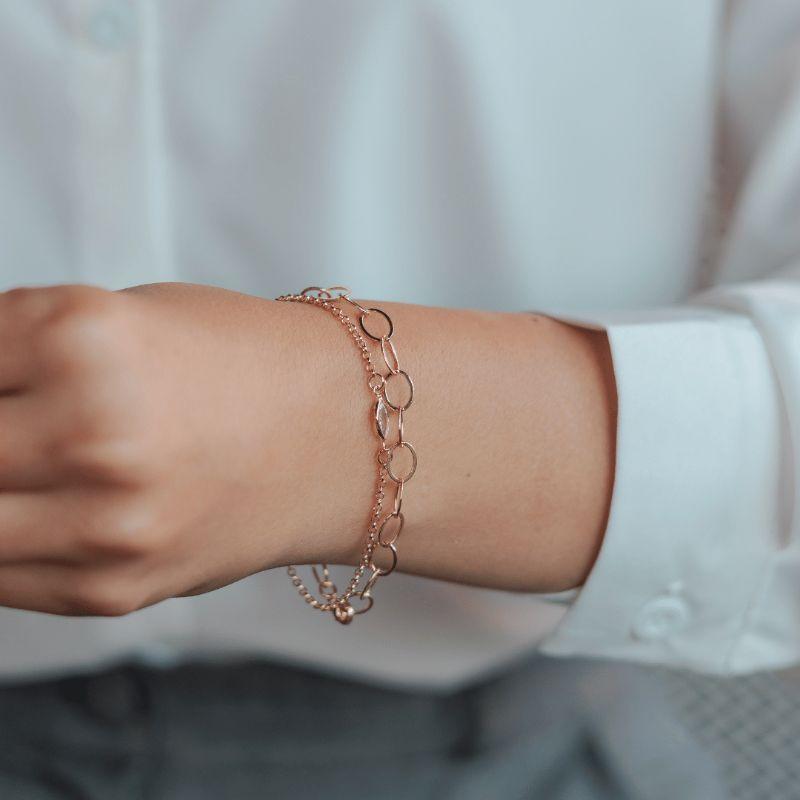 Pulseira Elo Oval Wine Banhado Em Ouro