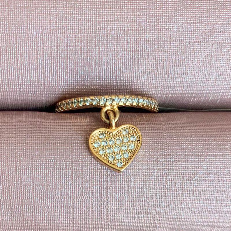 Anel Coração Cravejado Essencial Banhado Em Ouro 18k