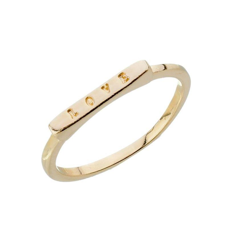 Anel Escrito Love Essencial Banhado Em Ouro 18k