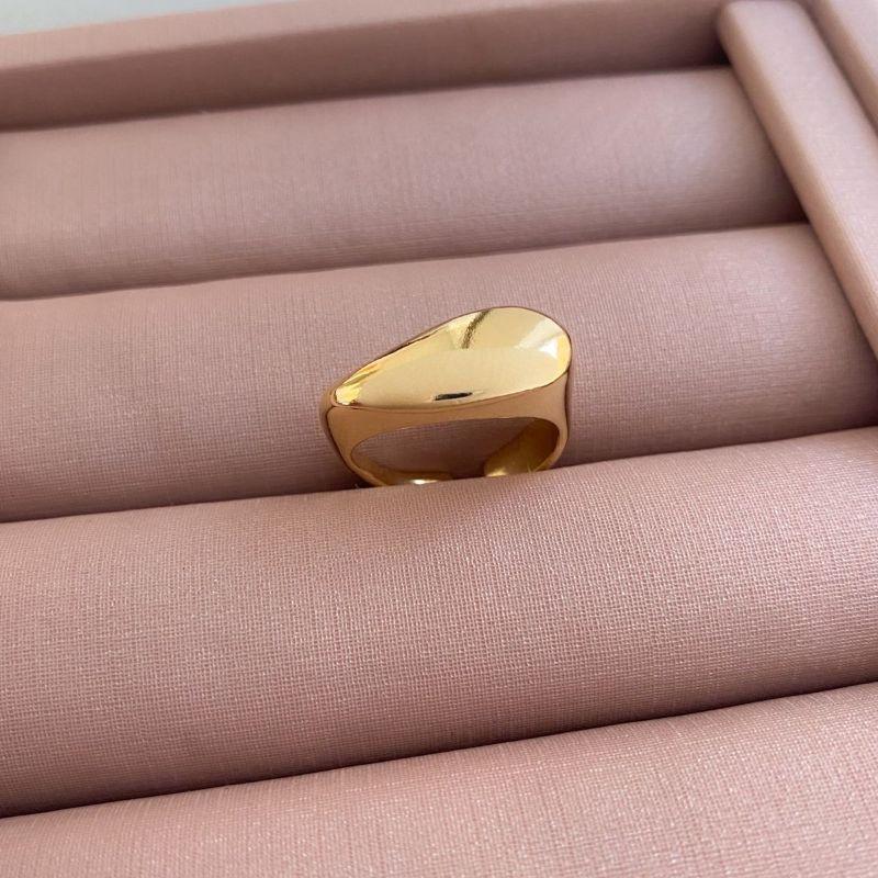 Anel Gota Liso Home Banhado Em Ouro 18k