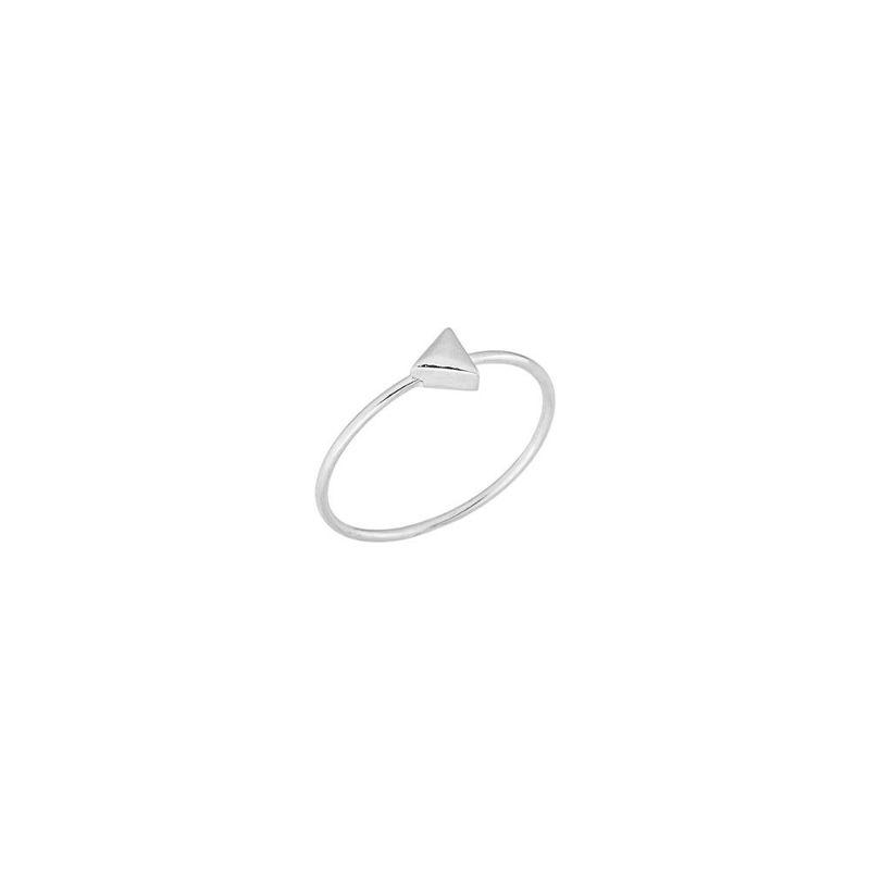 Anel Triângulo Liso Ródio Branco Banhado Em Ródio Branco
